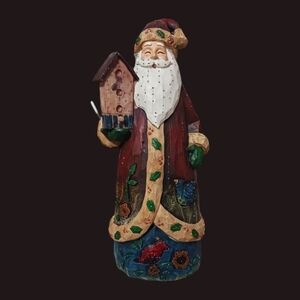 Fiber optic santa wooden carved